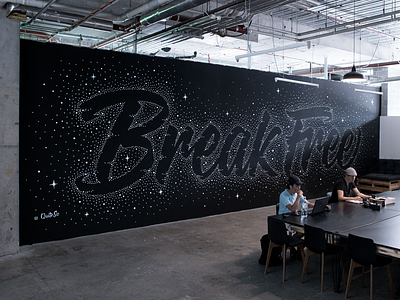 Break Free break breakfree free lettering mural painting stipple stippling wall art