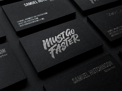 Must Go Faster foiled business cards