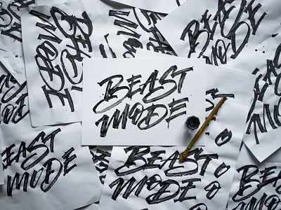 Beast Mode calligraphy beast calligraphy ink lettering mode pen ruling typography
