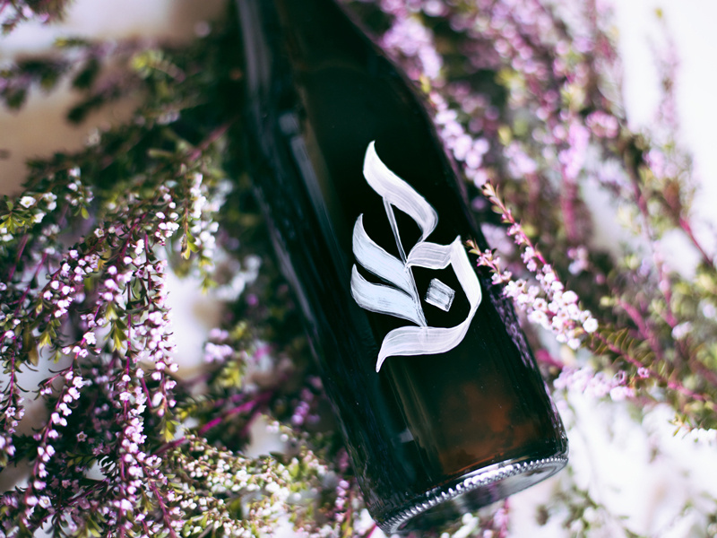 B is for brews and blooms flowers blackletter brush bottle brews beer lettering calligraphy