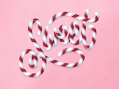 Sweet candy cane christmas illustration lettering sweet type