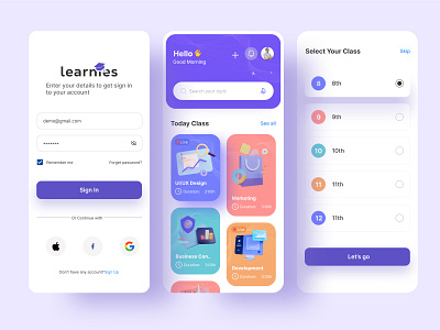E-learning Mobile App android app animation course app courses e learning e learning app education education app ios app learn language mobile design online course ui ui mobile ux ux mobile