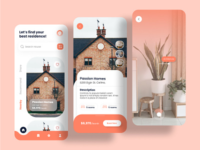 Real estate mobile application design app appdesigner design digitalproductdesign mobile app ui modern house online business app real estate rent house ui ui ux design uiux ux