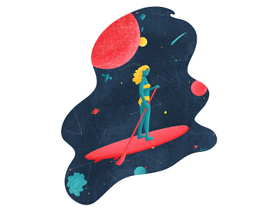 Space Paddle Surfing design illustration