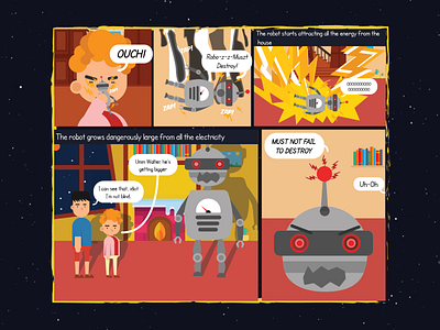 Comic Strip 1/3 character design characters comic art comic strip comics danny design flat illustration minimal robot space vector walter zathura