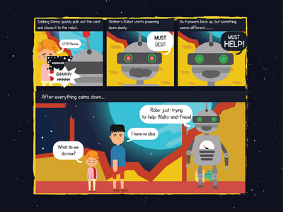 Comic Strip 2/3 character design characters comic art comic strip comics danny design flat illustration minimal robot space vector walter zathura