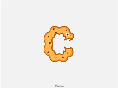 Cookie Monster Letter C 36daysoftype alphabet cookie illustration language logo minimalist monsters