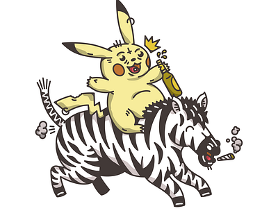 Pikazebra beer cartoon decoration design doodle illustration illustrations pikachu pokemon pokemon go vector zebra