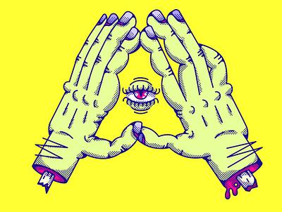 Day 1: A 36daysoftype 36daysoftype08 cartoon comic design doodle eye hands illuminati illustration illustrations type typogaphy vector