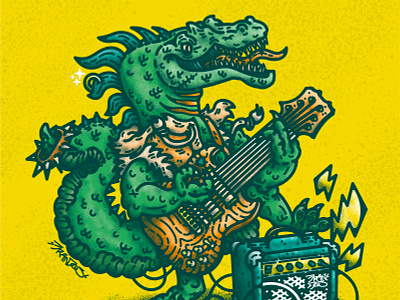 Raptor Punky amplifier cartoon decoration design dinosaur doodle guitar icon illustration illustrations music power punk punkrock reptiles rock rock and roll t rex vector
