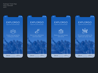 Explorgo Intro Carousel mobile app design mobile ui onboarding ui