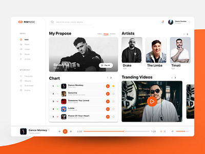 Music App Dashboard app design ui ux vector web webdesign