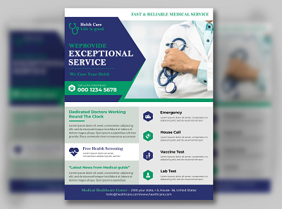 Hospital l Medical l Clinic l Dental Flyer Template Design branding business flyer clinic flyer clinic flyer design design event flyer flyer flyer design graphic design hospital flyer hospital flyer design illustration logo medical flyer medical flyer design postcard postcard design ui