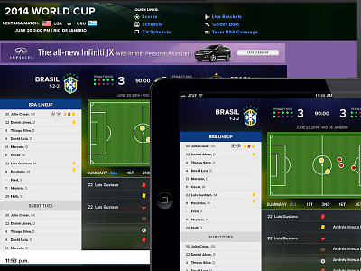 2014 World Cup Match Tracker brazil cbssports design experience football interface soccer ui uiux user world cup