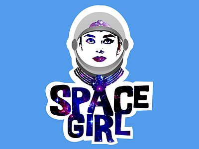 Space Girl 60s astronaut audrey hepburn beauty design girl helmet space stars typography