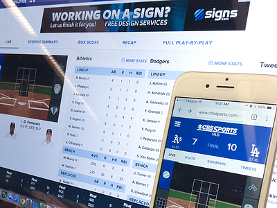 CBSSports.com Baseball Gametracker baseball cbs design mobile responsive sports ui design ux design