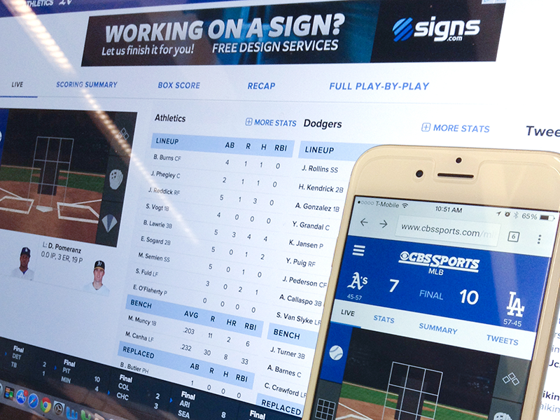 CBSSports.com Baseball Gametracker responsive ux design ui design design baseball cbs sports mobile