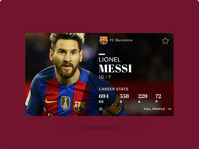 Lionel Messi player card UI design fcbarcelona flinto messi sketch soccer ui visual design