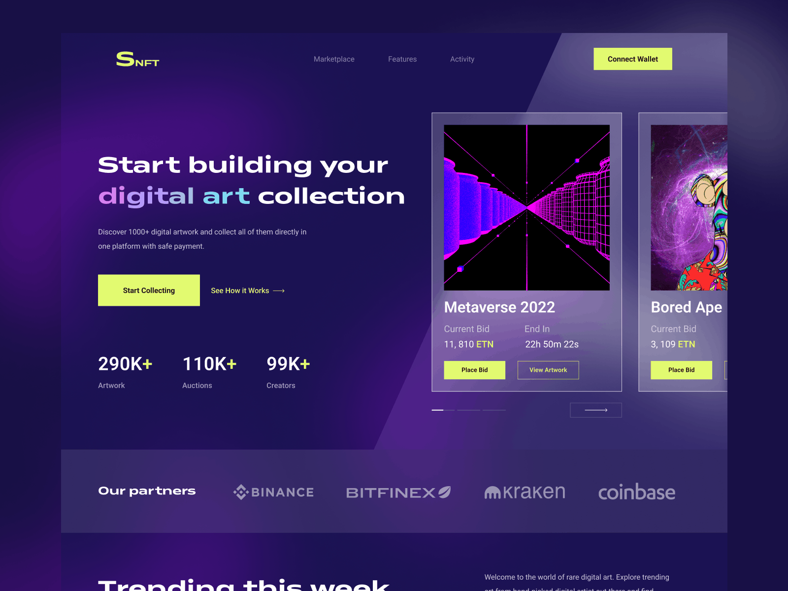NFT Marketplace | Website 3d animation app app design branding design figma graphic design illustration logo motion graphics ui ux vector