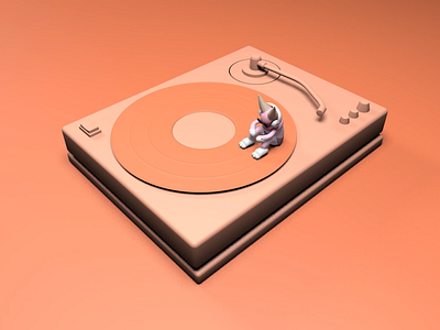 C4D Spinning record player animation