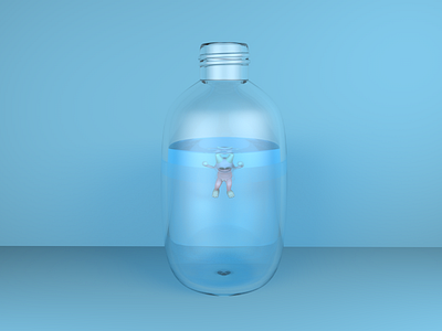 C4D Swimming in a bottle 3d art c4d design illustration