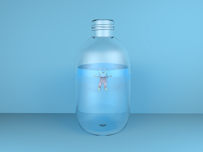 C4D Swimming in a bottle