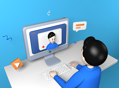 Get Ready for a Video Call 3d art c4d cinema4d design illustration