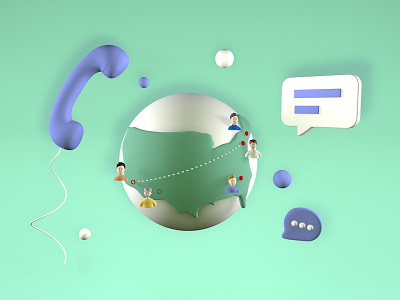 Connect with friends across the country 3d art c4d design illustration