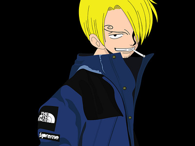 Sanji design illustration style supreme vector