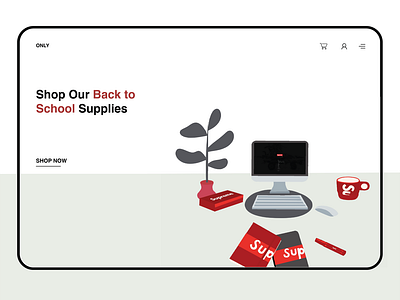 Back to School Supplies UI Landing Page Illustration