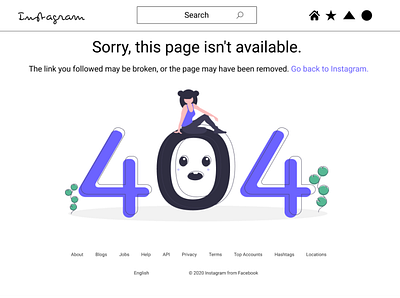 404 Errorr Page 404 404 error 404 error page 404 page clone error error message error page instagram not found web web design website