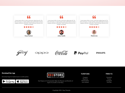 Red Store Ecommerce Website css ecommerce ecommerce shop html testimonial web design