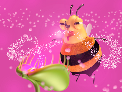 Addicted to Danger 3d art bee c4d character colaboration illustration nectar plant render venus