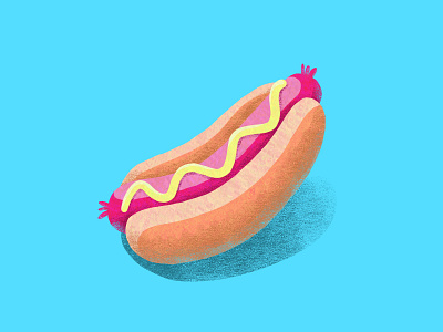 NYC HotDog bread bun hotdog illustration mustard nathans sausage