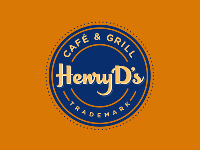 Henry D's cafe crest grill logo retro roundel vintage