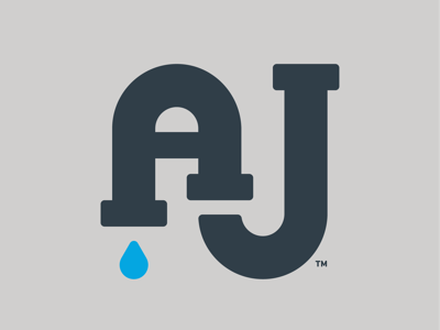AJ Plumbing a drop j logo pipe plumbing sewer water