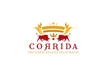 logo Corrida bull corrida crown food leafs logo meat spain