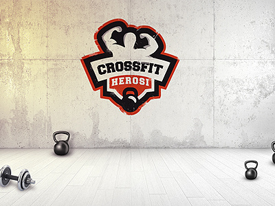 Crossfit Herosi logo proposal crossfit gym hero heros kettle kettlebell logo man muscles power sport