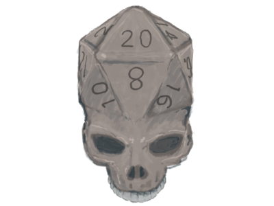 Skull D20 d20 digital painting dungeons and dragons skull