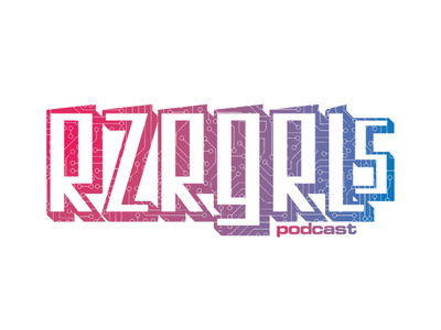 Rzrgrls cyberpunk gradient logo podcast sharp typogaphy