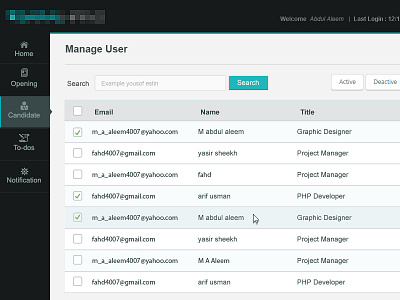 Check List Table UX UI