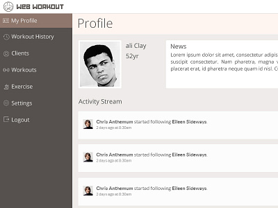workout app. UI app design interface profile web web application workout app. ui