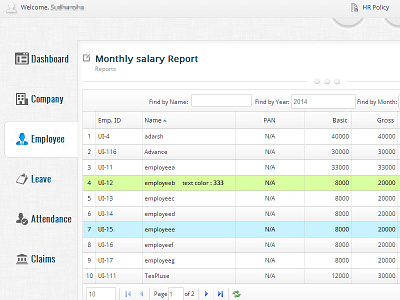 Payroll web app UI application ui dashboard payroll user interface web