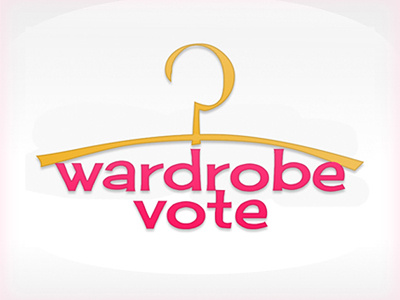 Logo, identity, wardrobe graphic identity logo pink vote wardrobe yellow