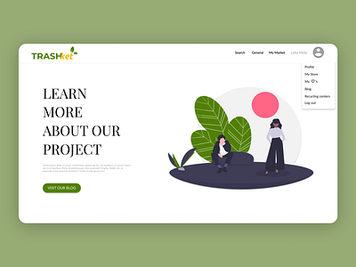 Trashket Landing design ecommerce figma illustration modern recycle recycling center trendy ui uiux undraw ux web website