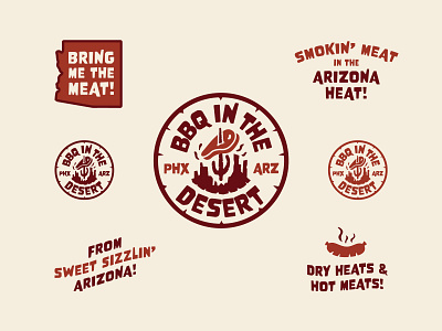 BBQ in the Desert arizona badge bbq brand kit branding desert food heat identity logo logos mark typography