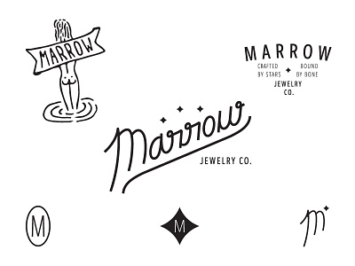 Marrow Jewelry Co. branding co hand drawn jewelry logo mark marrow typography