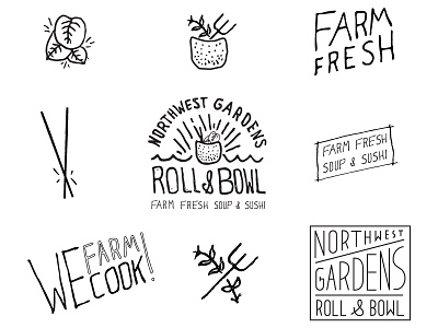 Northwest Gardens Roll & Bowl bowl branding farmers food cart gardens logos marks northwest oregon roll soup sushi