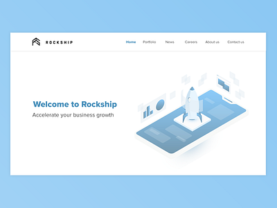 Rockship Landing Page branding illustration logo minimal ui ux web website