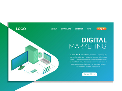 Landing Page Media Marketing - Website template app banner branding design illustration landing page landingpage landscape template ui ux web web design webdesign website